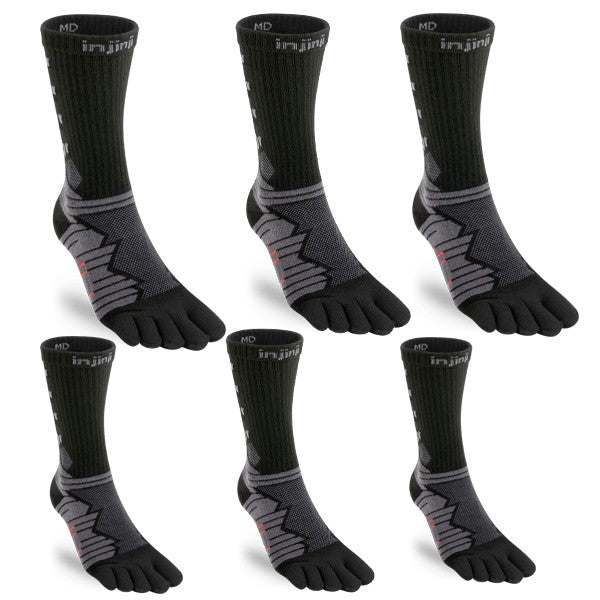 Injinji 6 paires Ultra Run Crew Obsidian