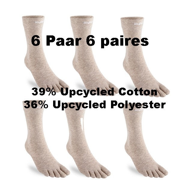 Injinji 6 Pairs Liner Crew Upcycled