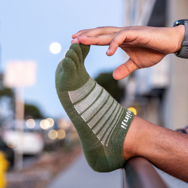 Injinji Run Nuwool No-Show - Chaussettes à orteils Forest