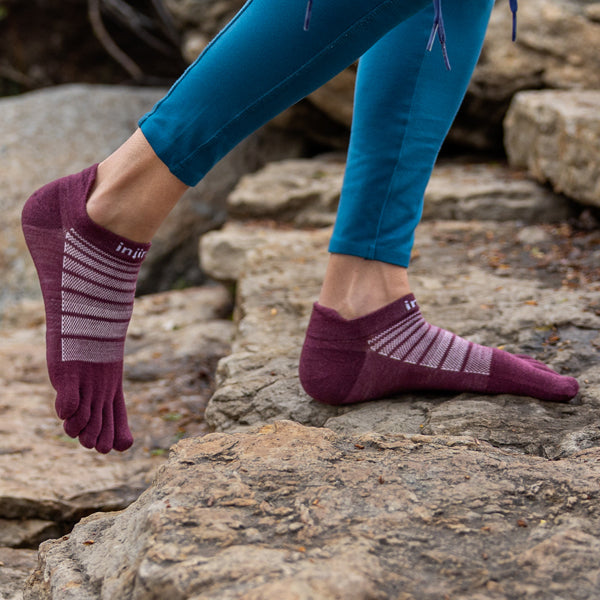 Injinji Run Nuwool No-Show - Chaussettes à orteils Garnet