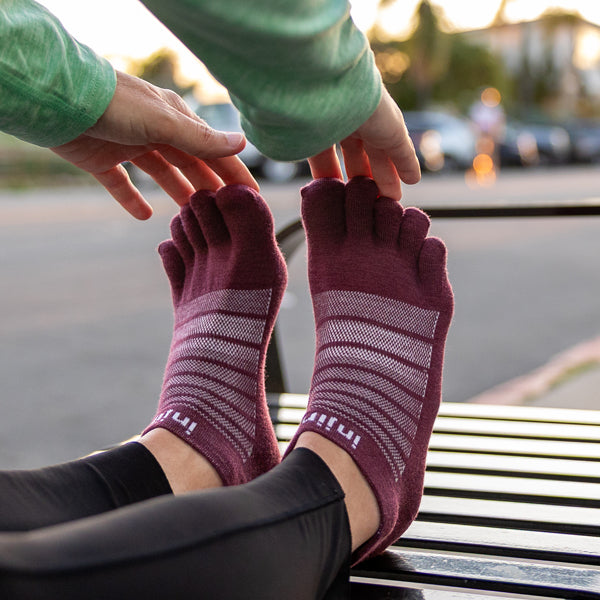 Injinji Run Nuwool No-Show - Chaussettes à orteils Garnet