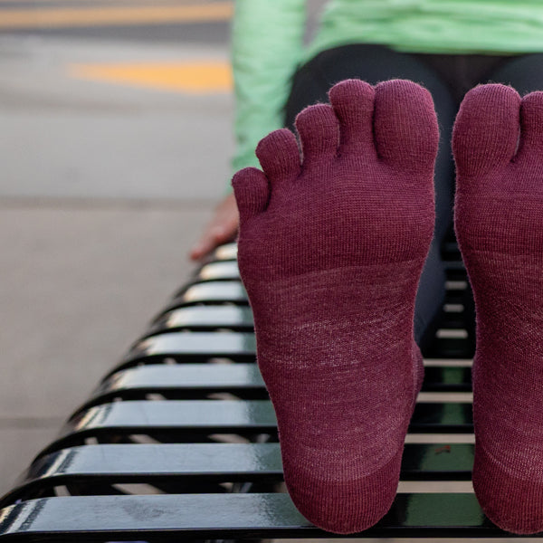 Injinji Run Nuwool No-Show - Chaussettes à orteils Garnet