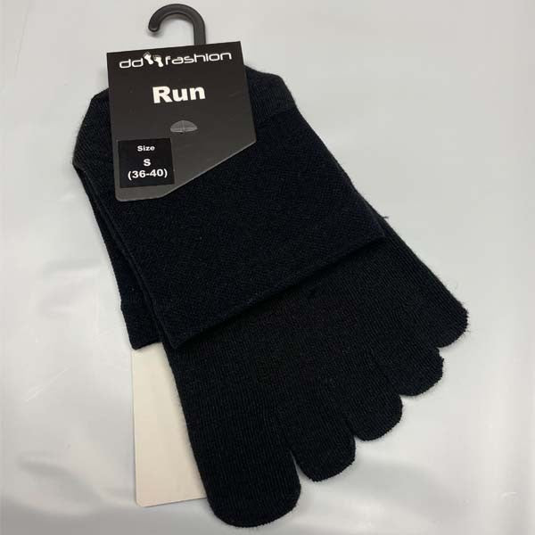 Chaussettes de course noires à orteils ronds