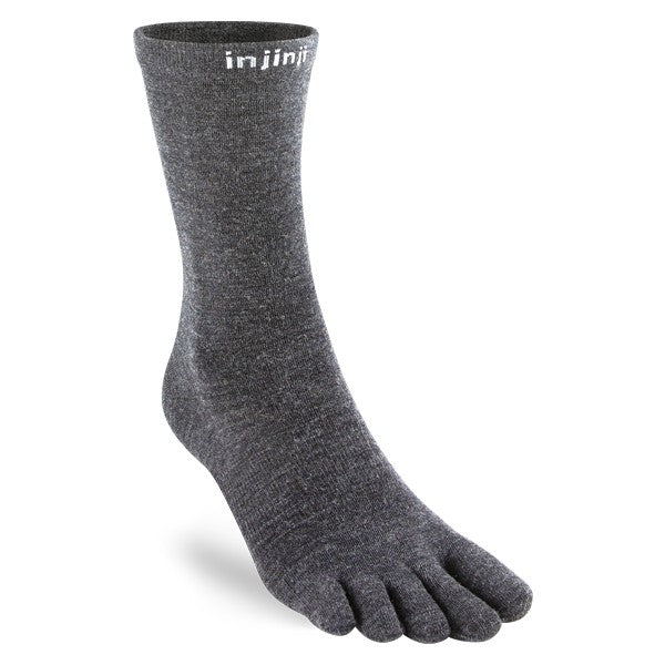 Chaussettes Injinji Liner Crew en laine à orteils, couleur ardoise