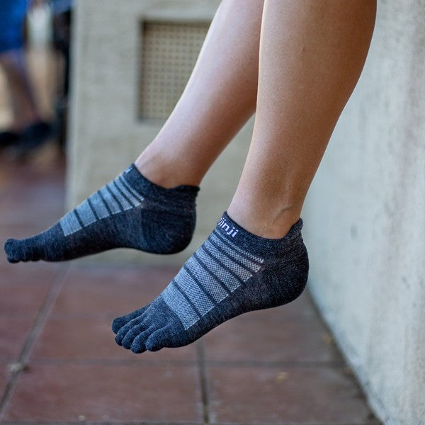 Injinji Run Nuwool No-Show - Chaussettes à bout ardoise