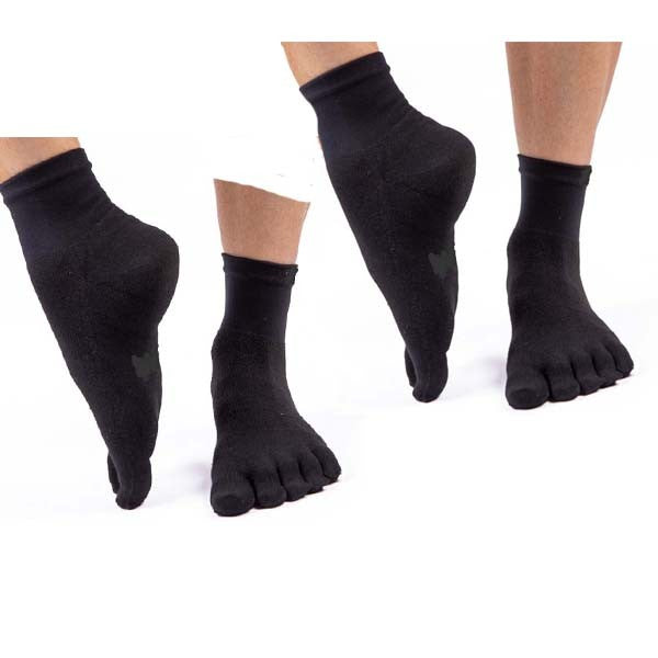 dd-fashion Running Chaussettes à orteils Crew Noir 2 Paires