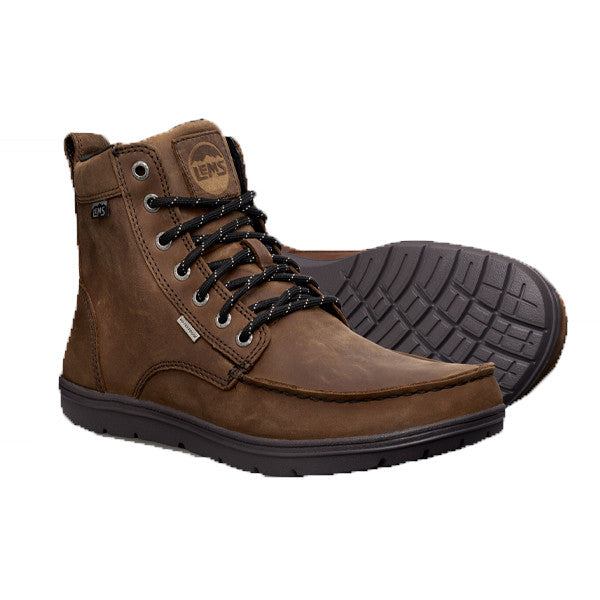 Lems Boulder Boot - Barefoot Shoes Waterproof Weathered Umber