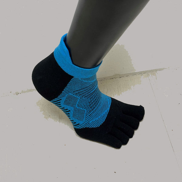 Chaussettes de sport invisibles à orteils noirs/bleus