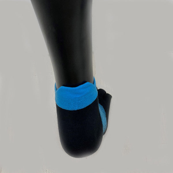 Chaussettes de sport invisibles à orteils noirs/bleus