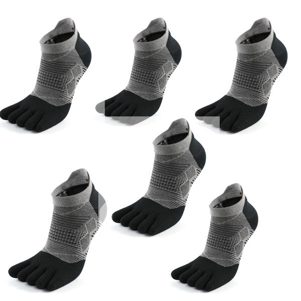 Chaussettes de sport invisibles à orteils noirs/gris, lot de 6 paires