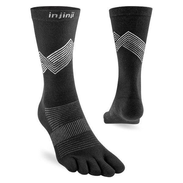 Chaussettes de course Injinji Run Crew noires à orteils