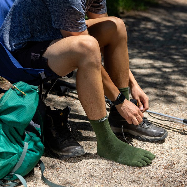 Chaussettes Injinji Liner Crew en laine - Toe Socks Forest